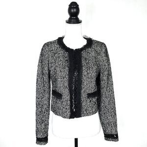 Sinequanone Black White Tweed & Sequin Wool Blend Blazer Jacket Size Sma…